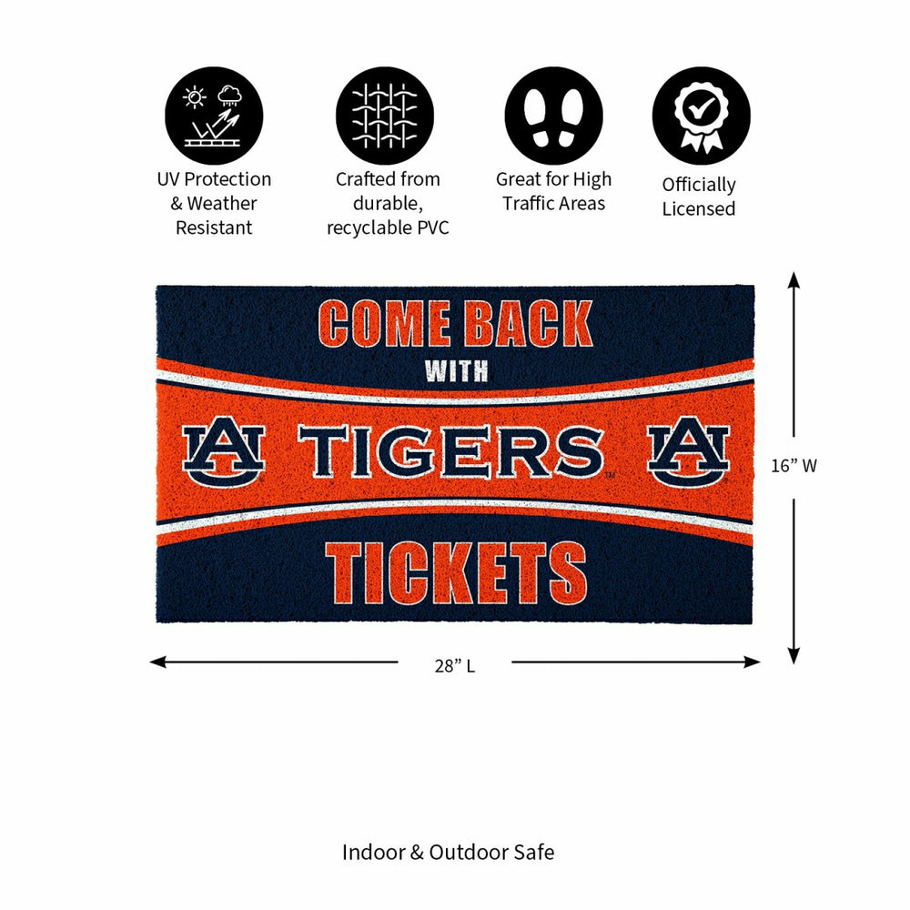 28" x 16" PVC Trapper Mat, Come Back with Tickets, Auburn University - Collegiate