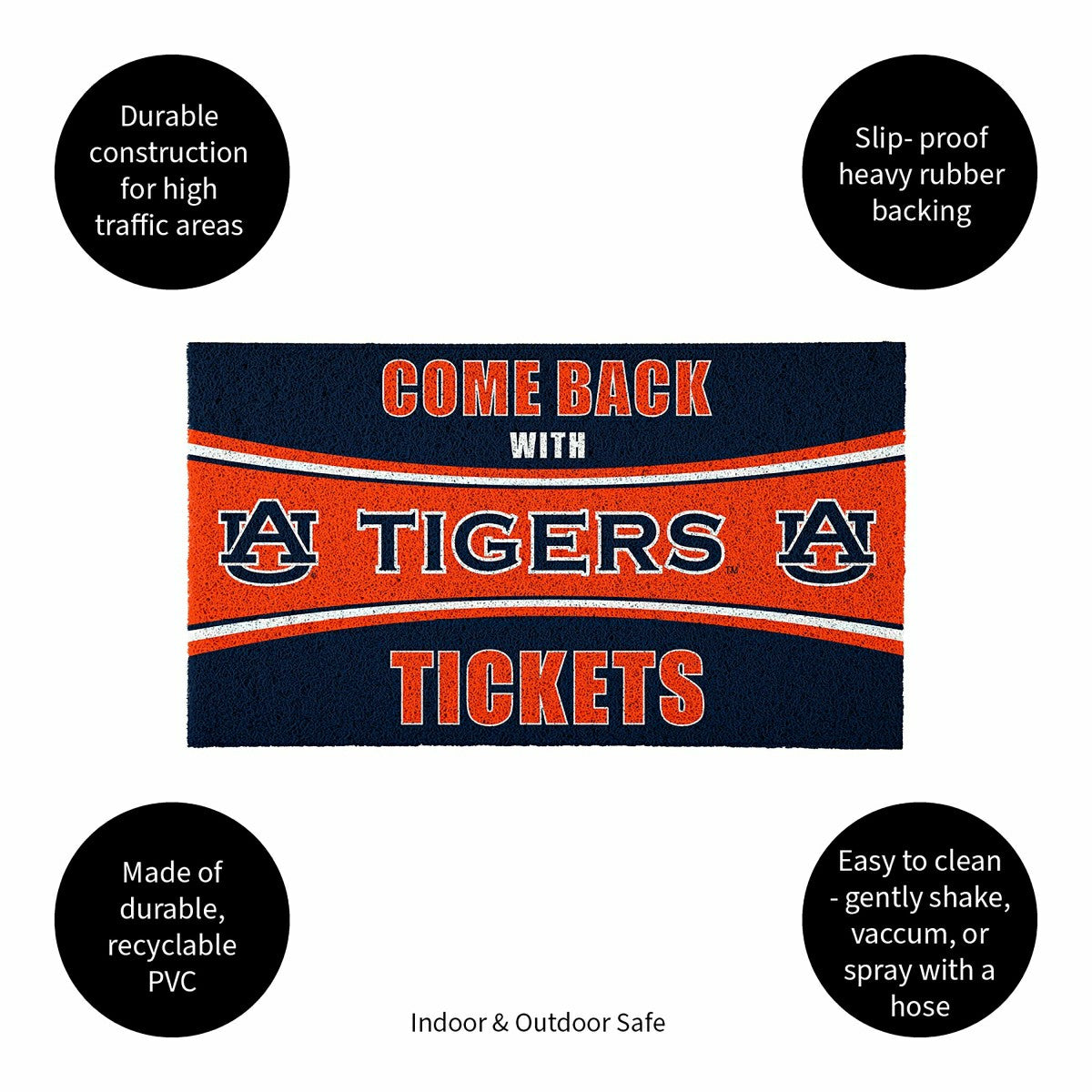 28" x 16" PVC Trapper Mat, Come Back with Tickets, Auburn University - Collegiate