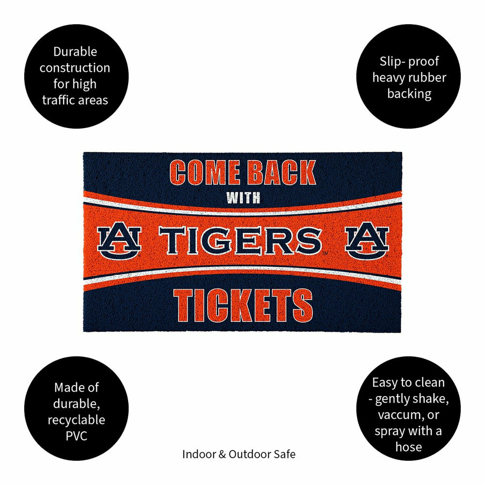 28" x 16" PVC Trapper Mat, Come Back with Tickets, Auburn University - Collegiate