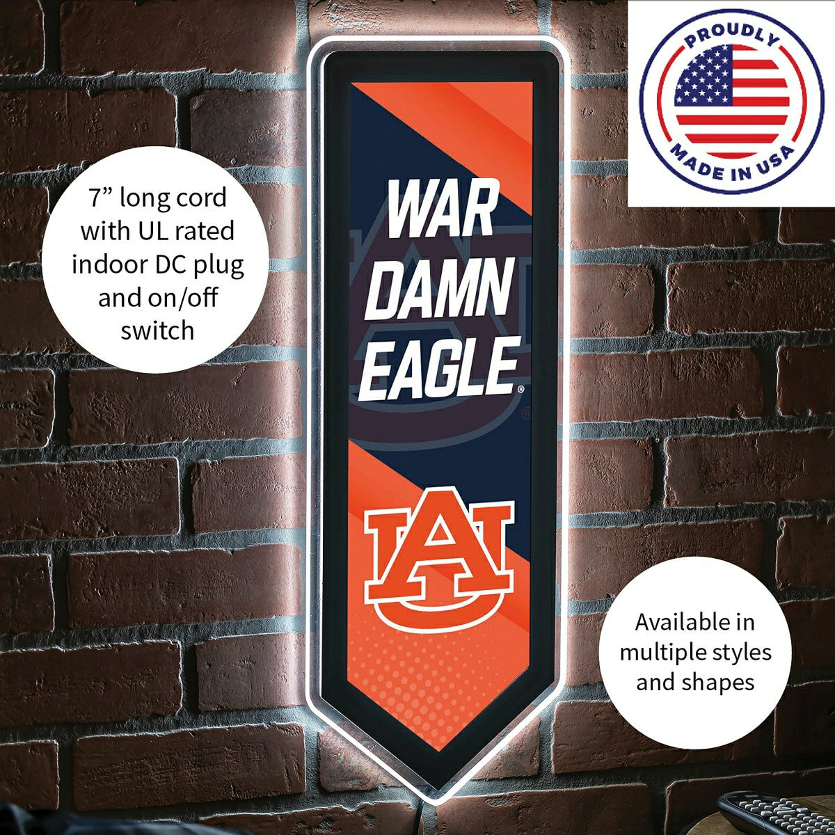 LED Wall Decor, Pennant, Auburn University - Collegiate Home