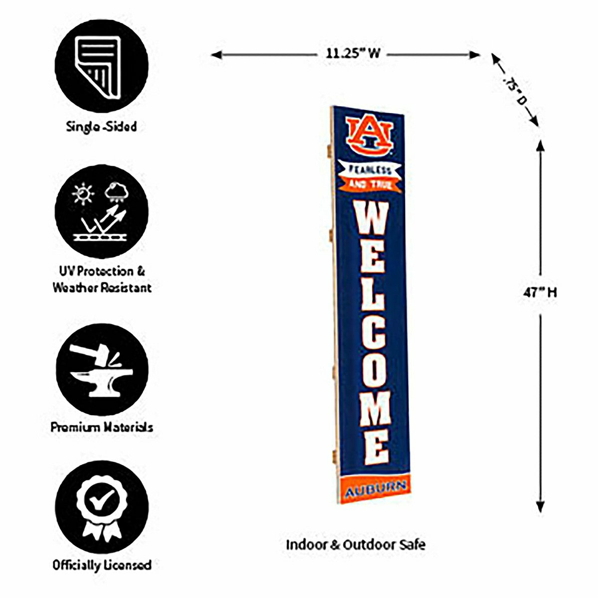 Auburn University Large Single Sided Leaner, 46" - Collegiate Home