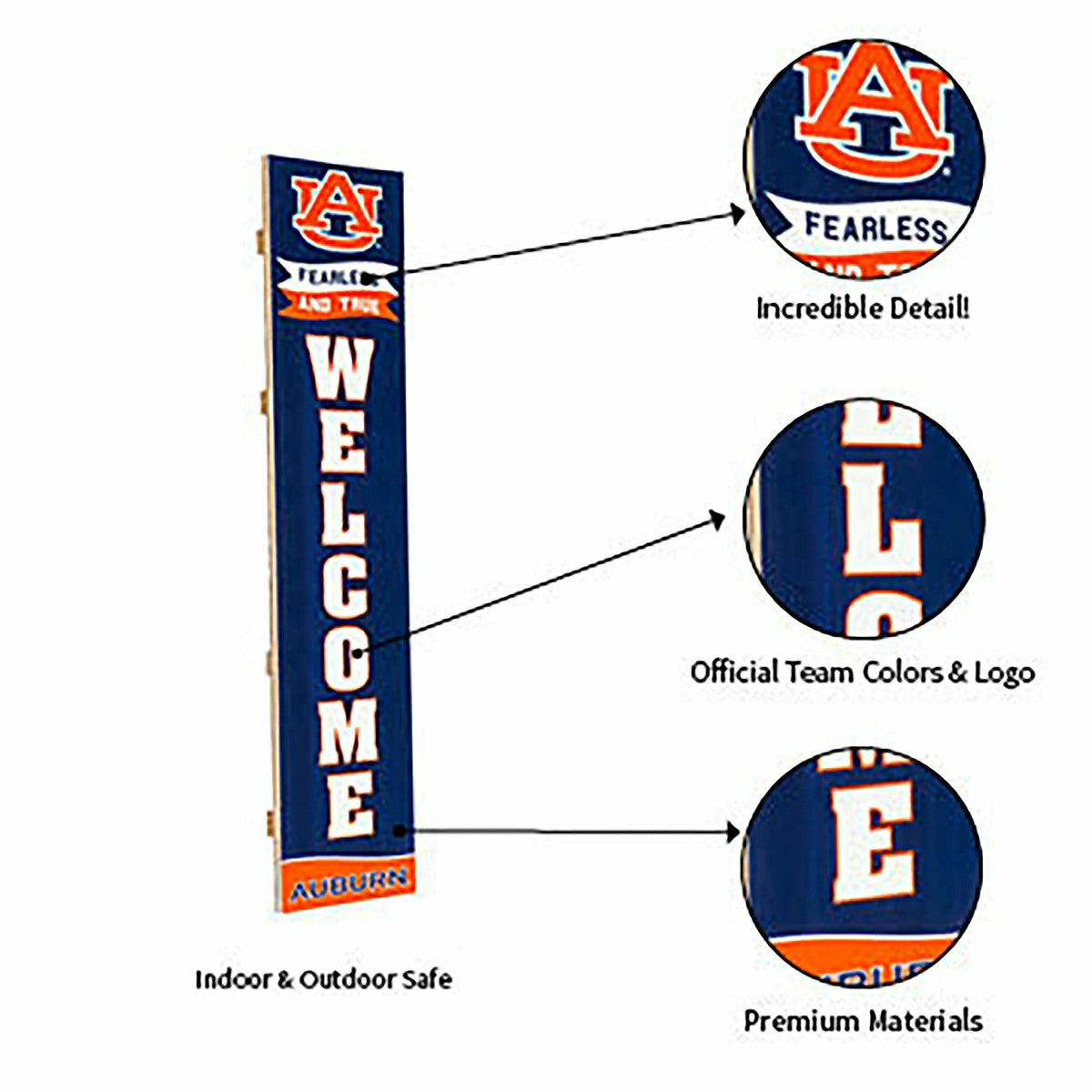 Auburn University Large Single Sided Leaner, 46" - Collegiate Home