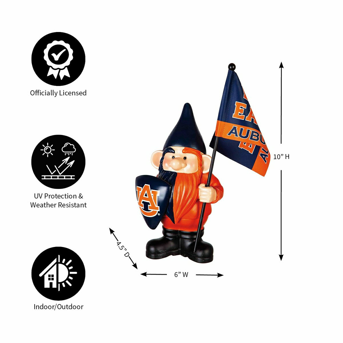 Auburn University, Flag Holder Gnome - Collegiate Home