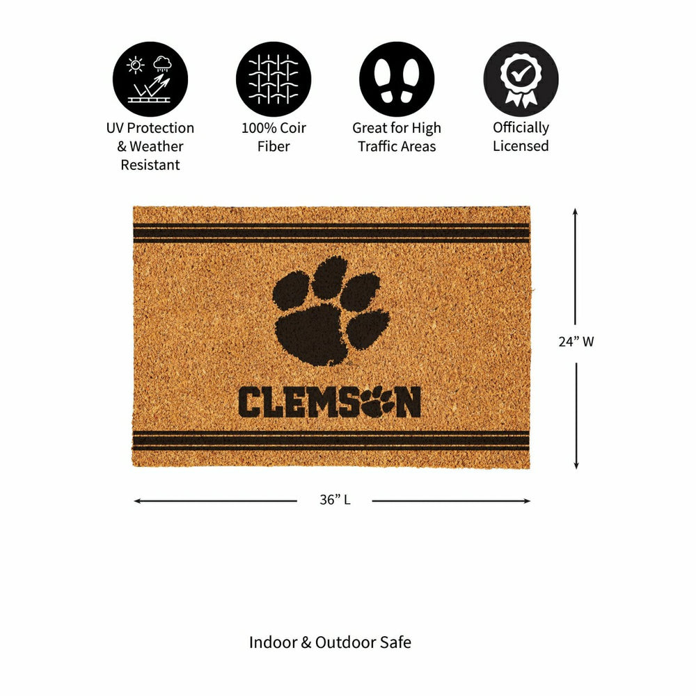 Clemson University Large One Color Coir Mat, 36"x24" - Collegiate