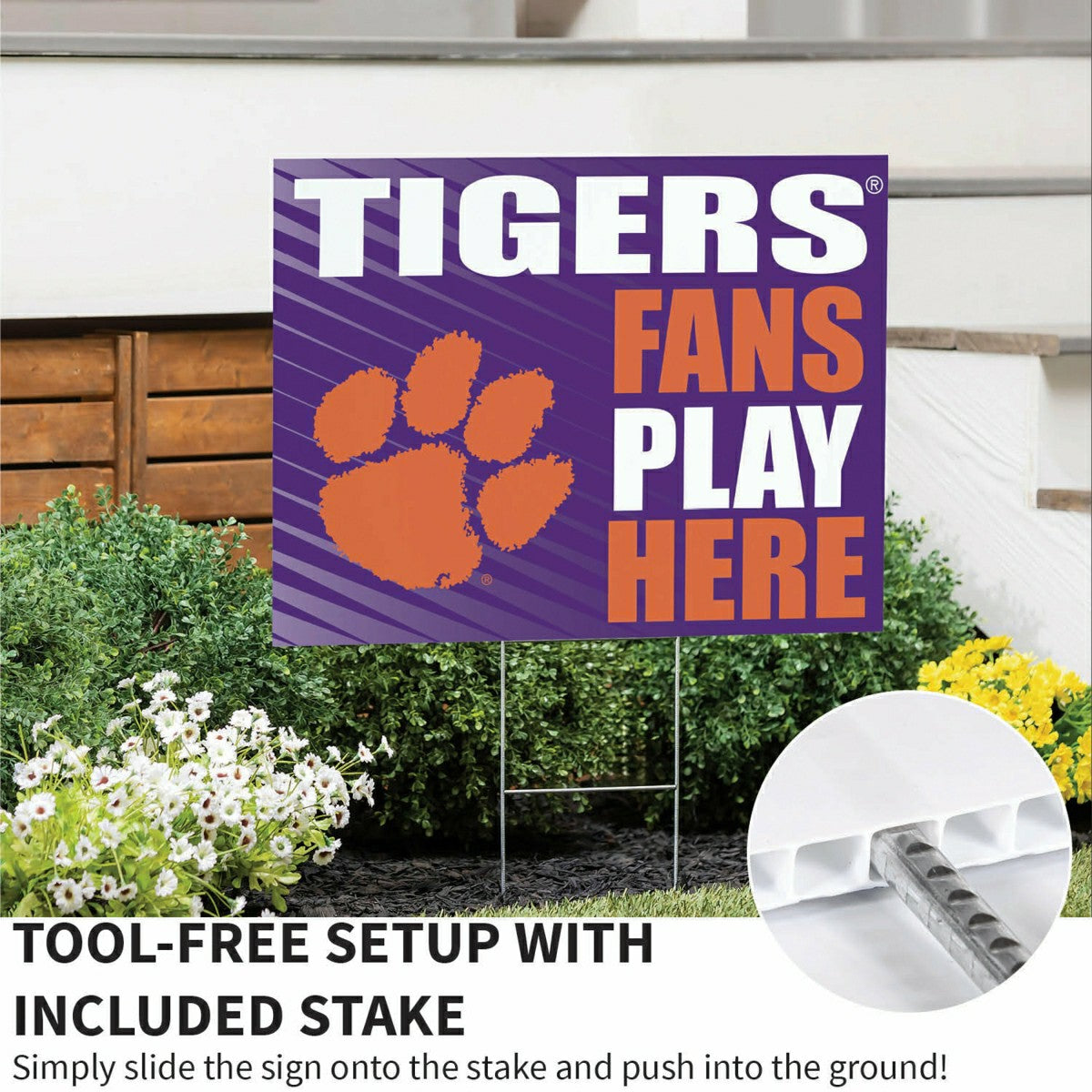 Clemson University Coroplast Yard Sign "Fans Play Here" - Collegiate Home