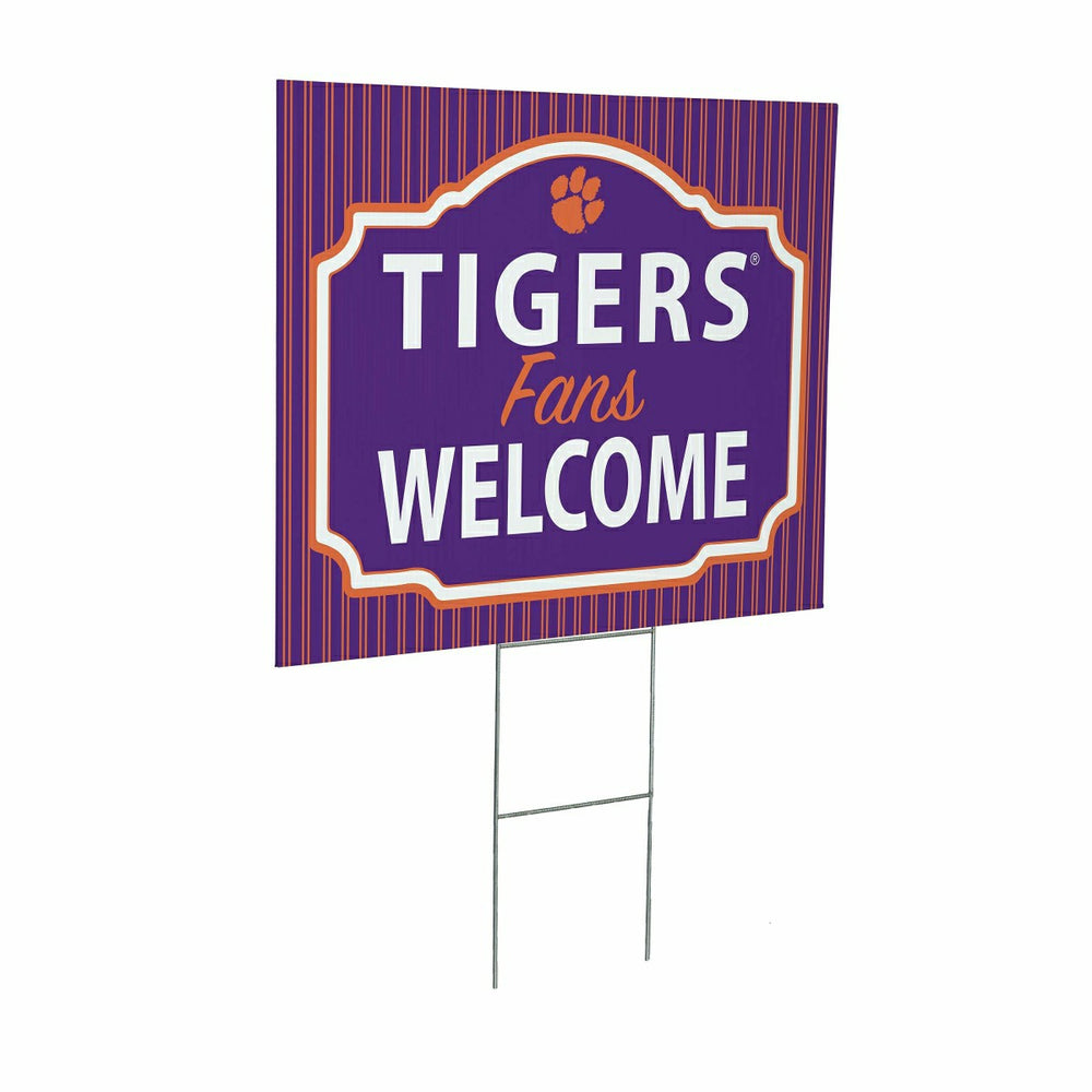 Clemson University Coroplast Yard Sign, "Fans Welcome" - Collegiate Home