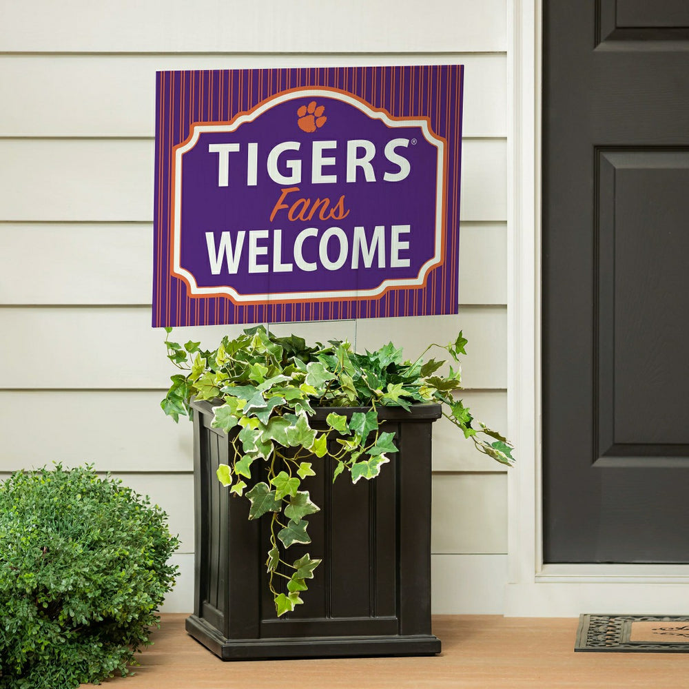 Clemson University Coroplast Yard Sign, "Fans Welcome" - Collegiate Home