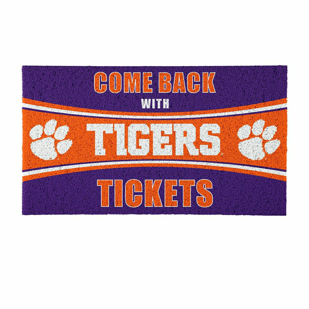 28" x 16" PVC Trapper Mat, Come Back with Tickets, Clemson University - Collegiate