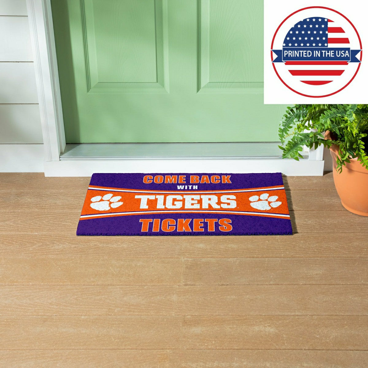 28" x 16" PVC Trapper Mat, Come Back with Tickets, Clemson University - Collegiate