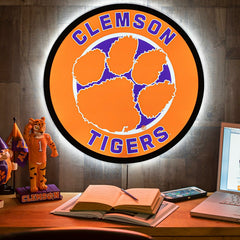 LED Wall Decor, Round, Clemson University - Collegiate Home