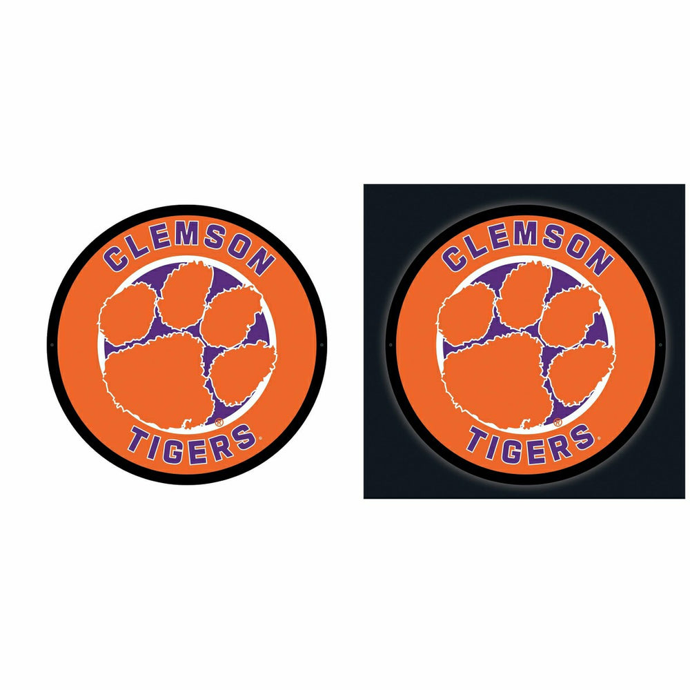LED Wall Decor, Round, Clemson University - Collegiate Home