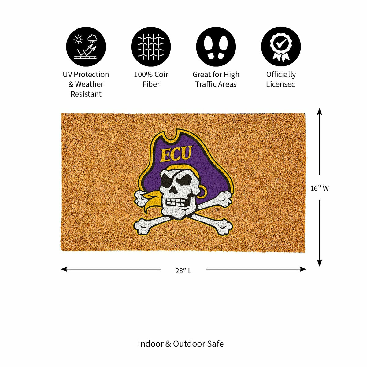 Coir Mat, 16"x28", East Carolina University - Collegiate