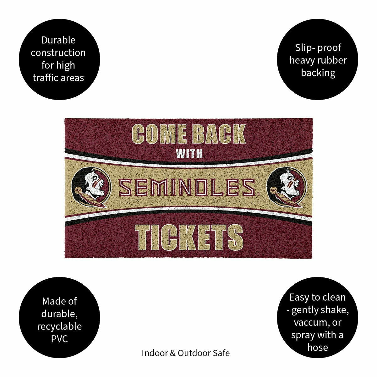 28" x 16" PVC Trapper Mat, Come Back with Tickets, Florida State Unive - Collegiate