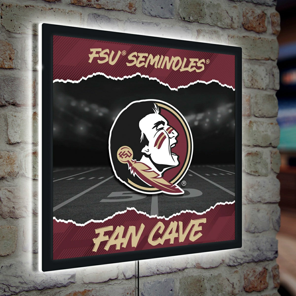 Florida State University 23"H x 23"L LED Wall Decor, Edgelite, Square - Collegiate Home