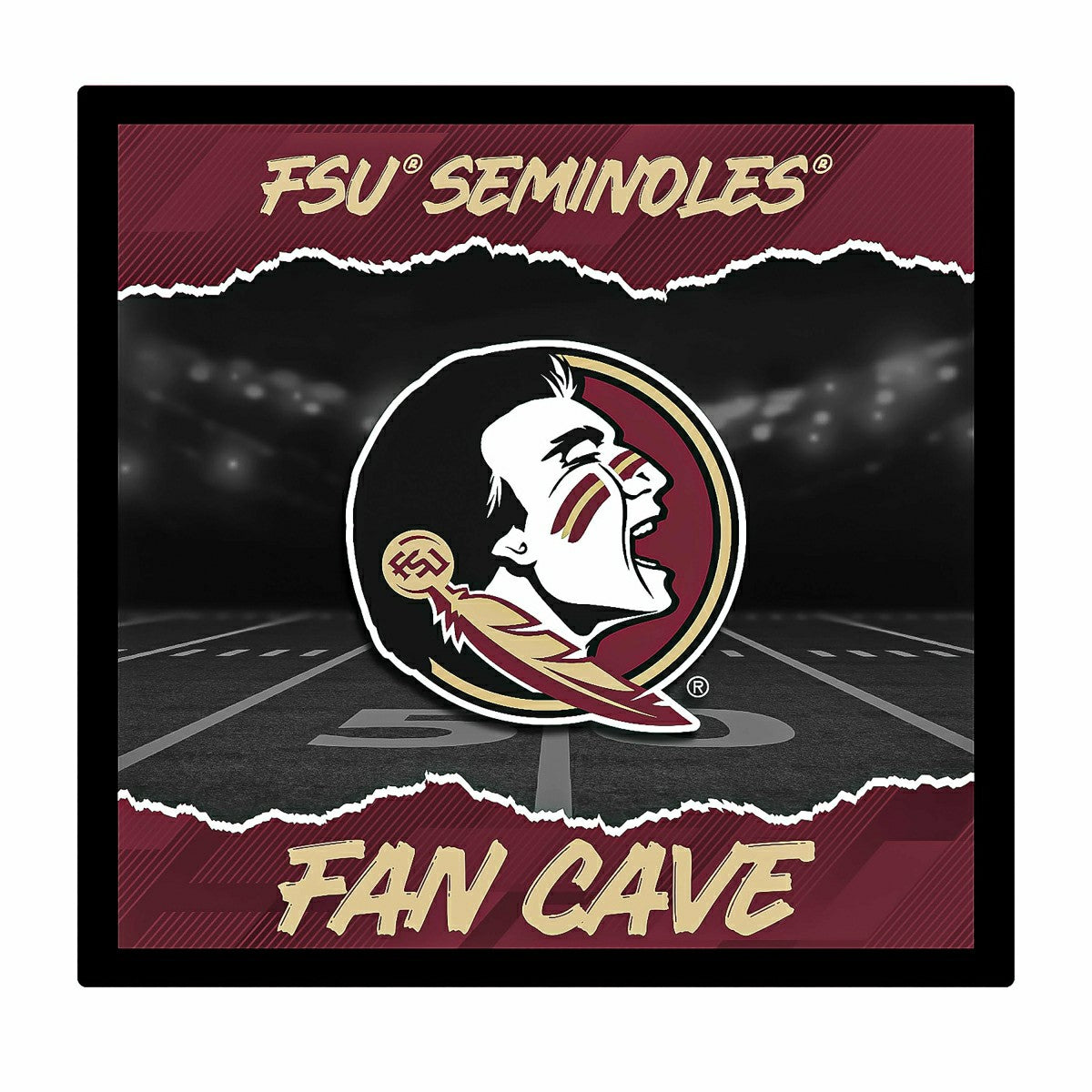 Florida State University 23"H x 23"L LED Wall Decor, Edgelite, Square - Collegiate Home