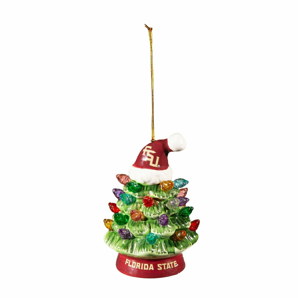 4" LED Ceramic Christmas Tree Ornament with Team Santa Hat, Florida St - Collegiate Home
