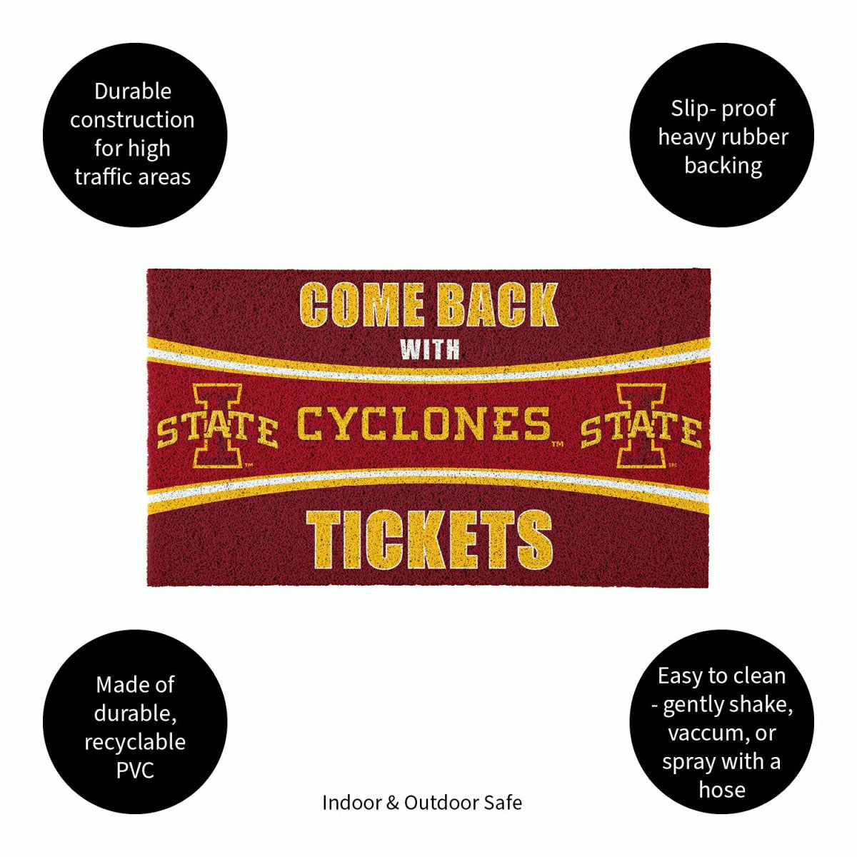 28" x 16" PVC Trapper Mat, Come Back with Tickets, Iowa State Universi - Collegiate