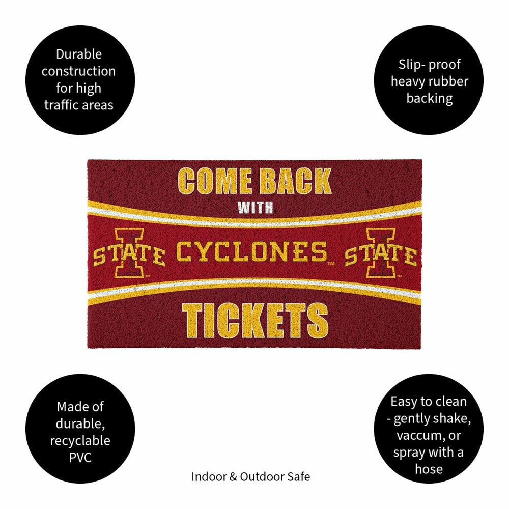 28" x 16" PVC Trapper Mat, Come Back with Tickets, Iowa State Universi - Collegiate