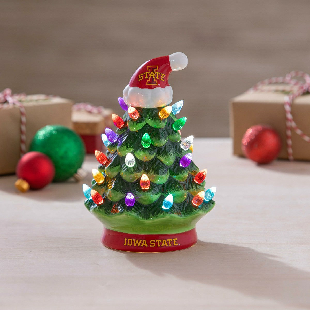 8" LED Ceramic Christmas Tree, Iowa State - Collegiate Home