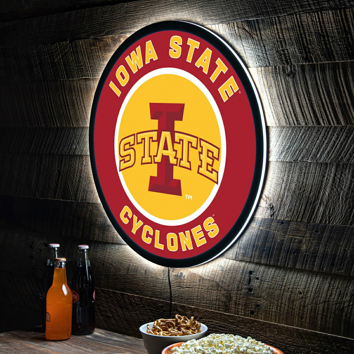 LED Wall Decor, Round, Iowa State University - Collegiate Home