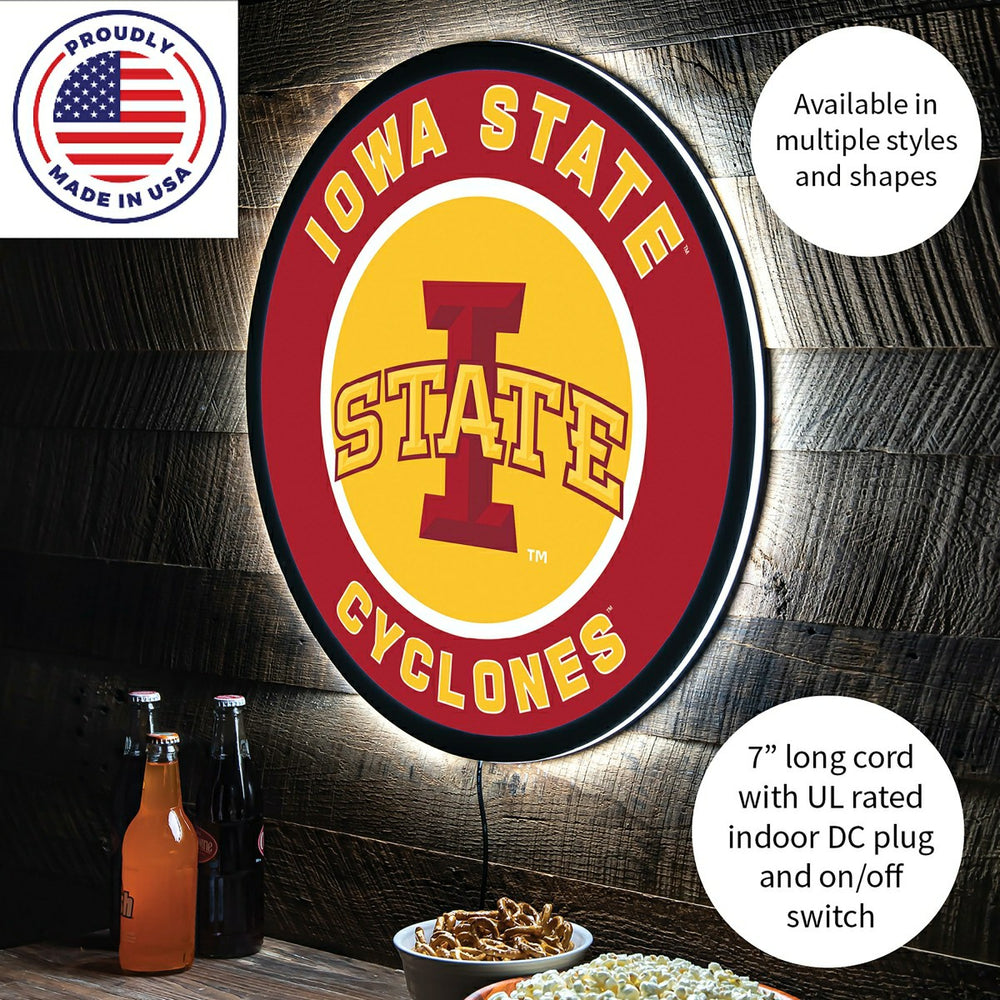 LED Wall Decor, Round, Iowa State University - Collegiate Home
