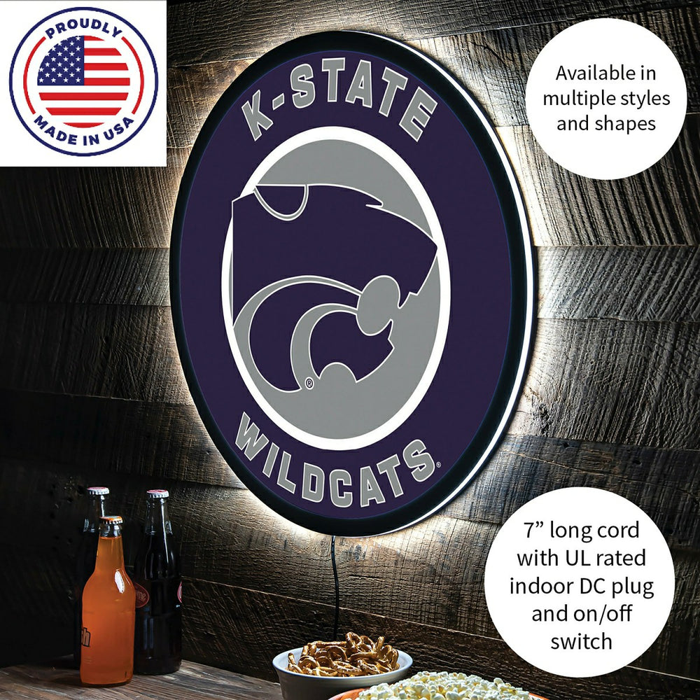 LED Wall Decor, Round, Kansas State University - Collegiate Home
