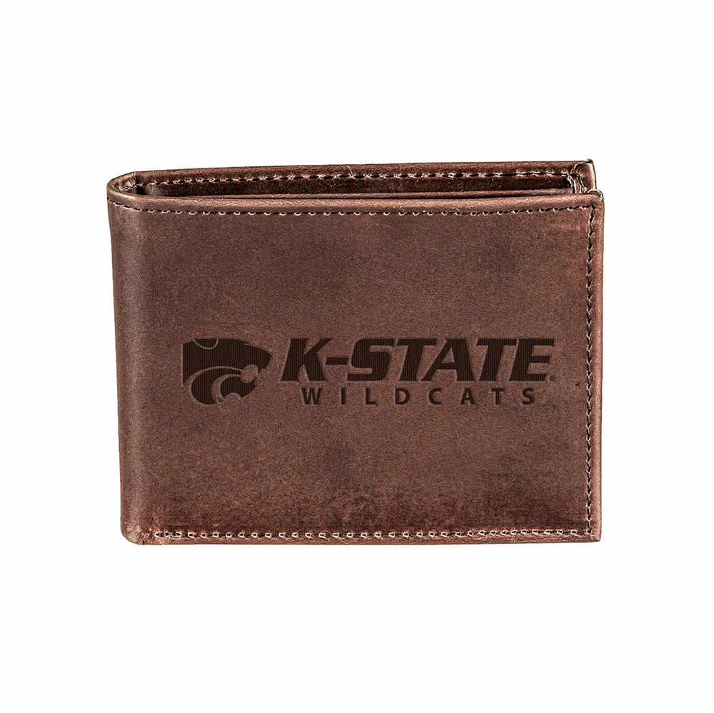 Kansas State University, Bi-Fold Wallet, Brown, CH, 100% Genuine Leath - Collegiate Home