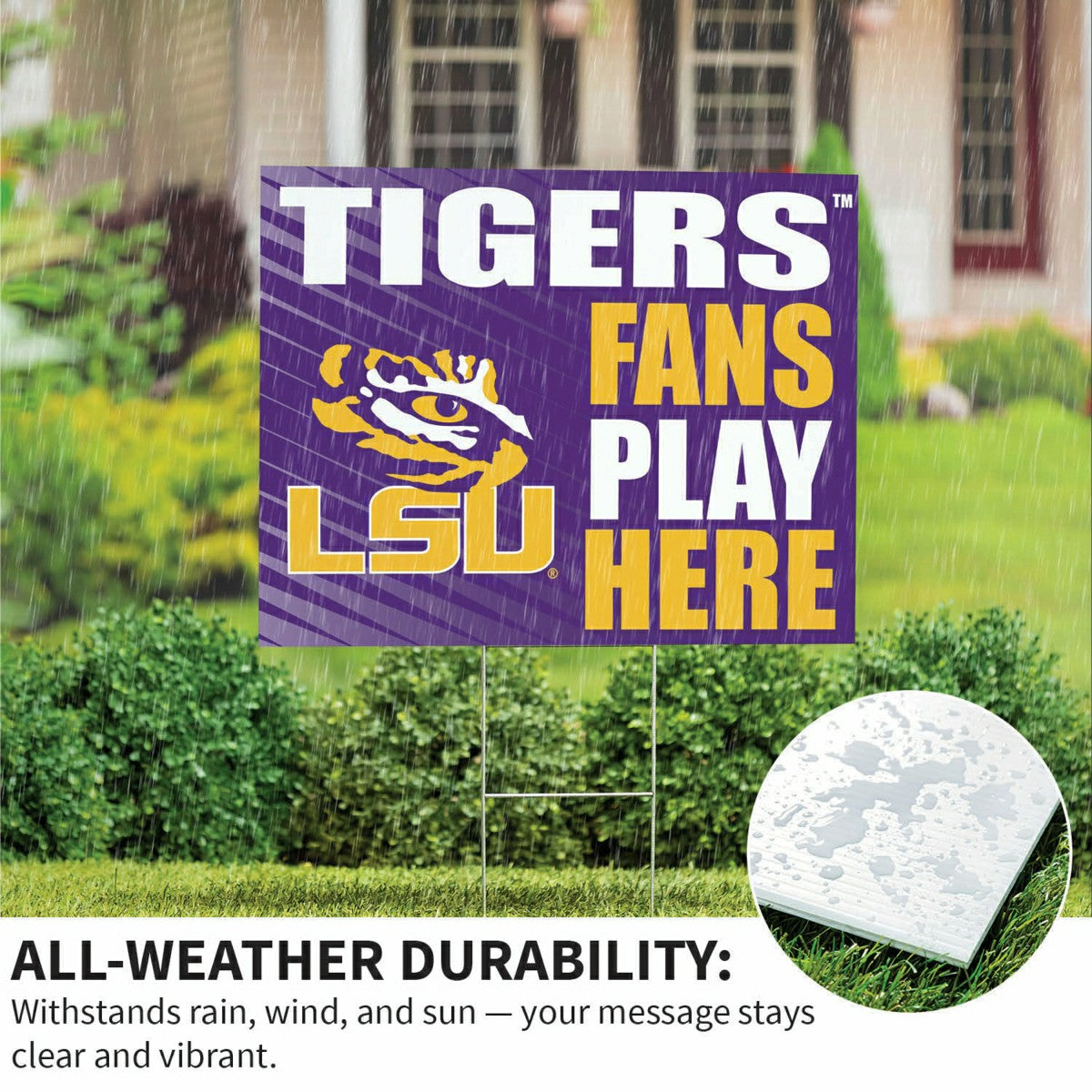 Louisiana State University Coroplast Yard Sign "Fans Play Here" - Collegiate Home