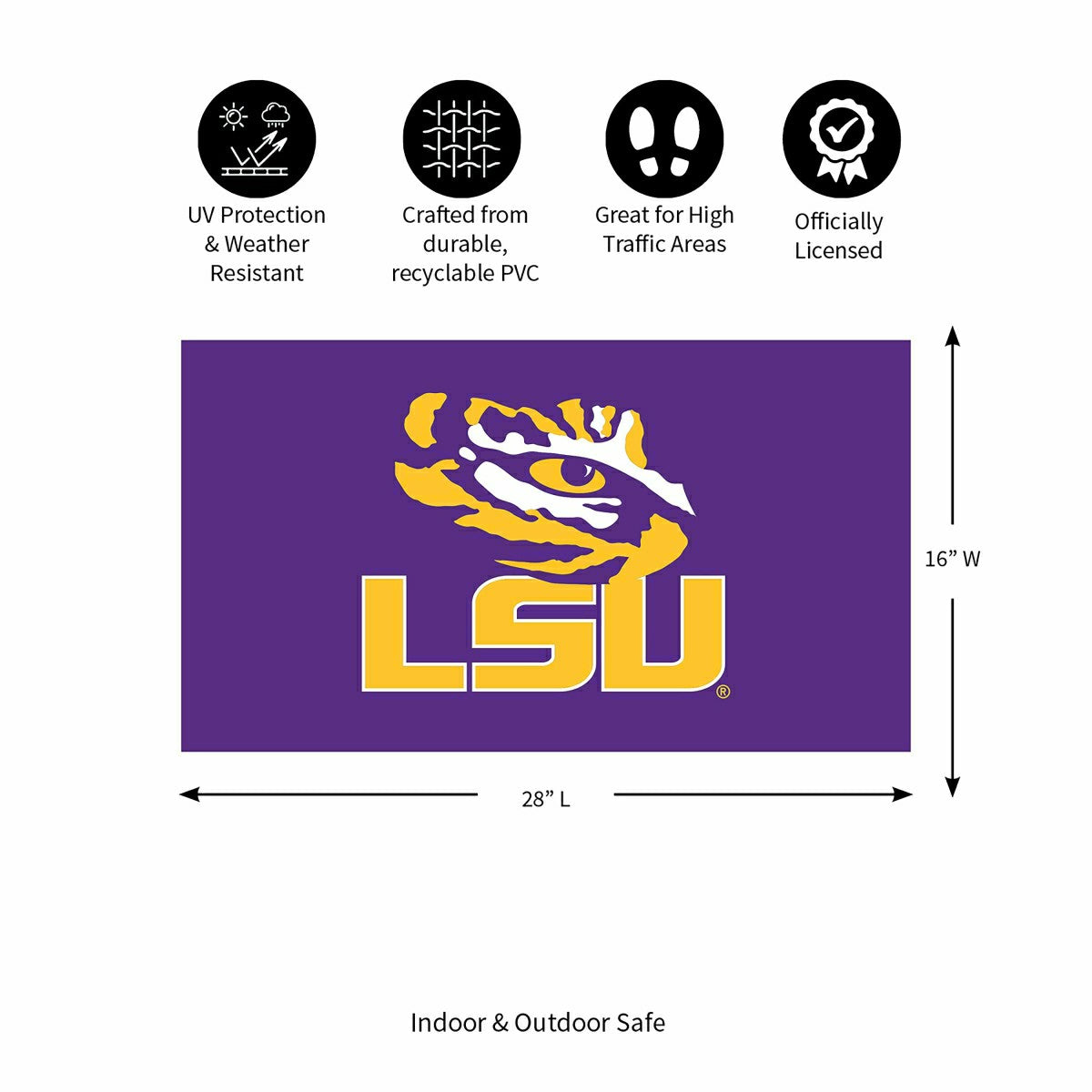 Full Color PVC Mat, 16" x 28", Louisiana State University - Collegiate