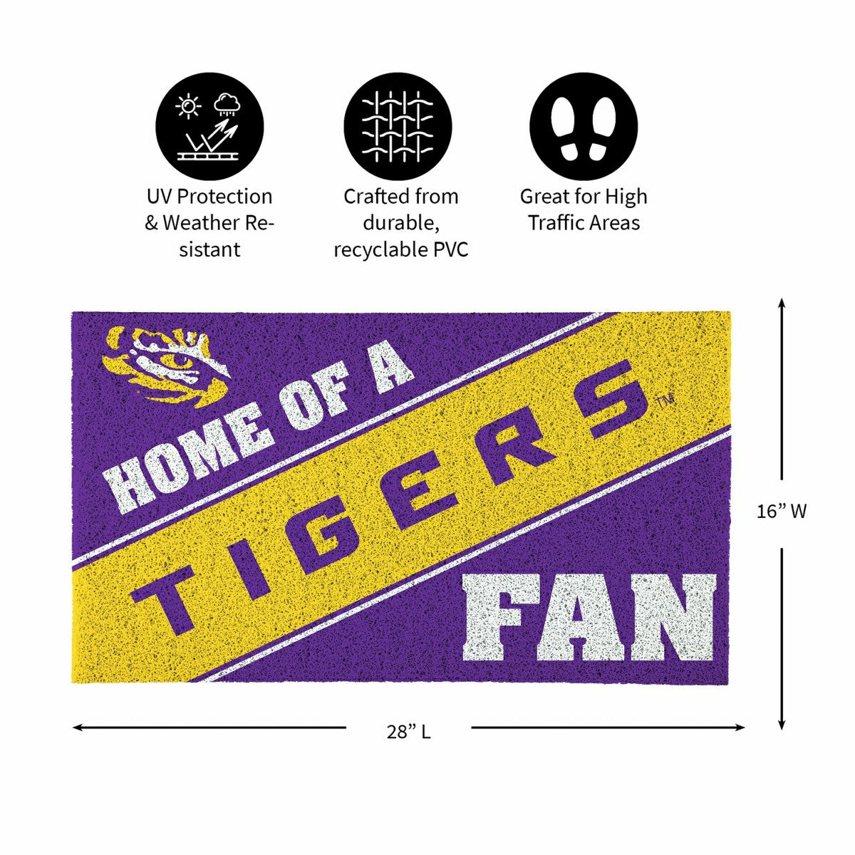 Louisiana State University, PVC Mat COLOR, Home of a Fan - Collegiate