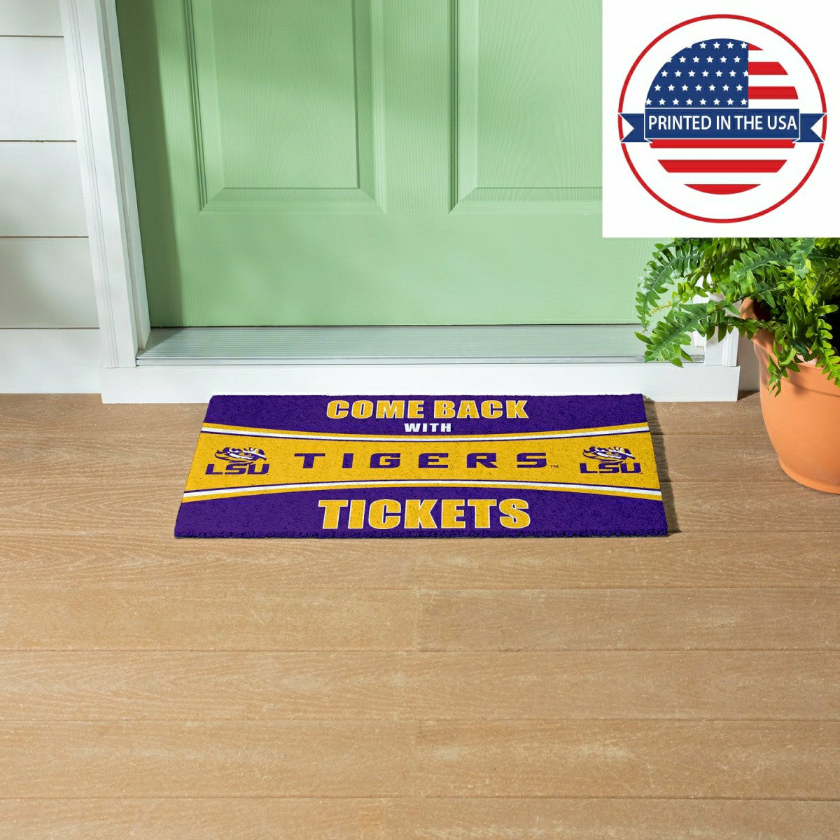 28" x 16" PVC Trapper Mat, Come Back with Tickets, Louisiana State Uni - Collegiate