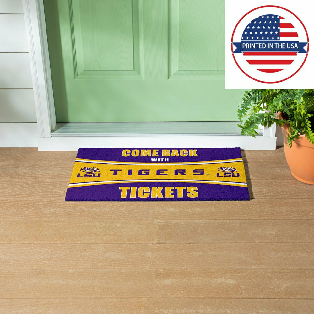 28" x 16" PVC Trapper Mat, Come Back with Tickets, Louisiana State Uni - Collegiate