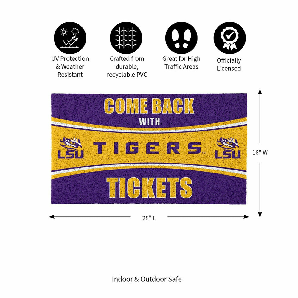 28" x 16" PVC Trapper Mat, Come Back with Tickets, Louisiana State Uni - Collegiate