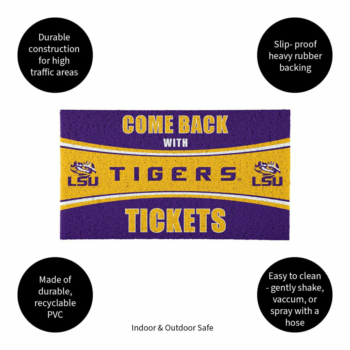 28" x 16" PVC Trapper Mat, Come Back with Tickets, Louisiana State Uni - Collegiate