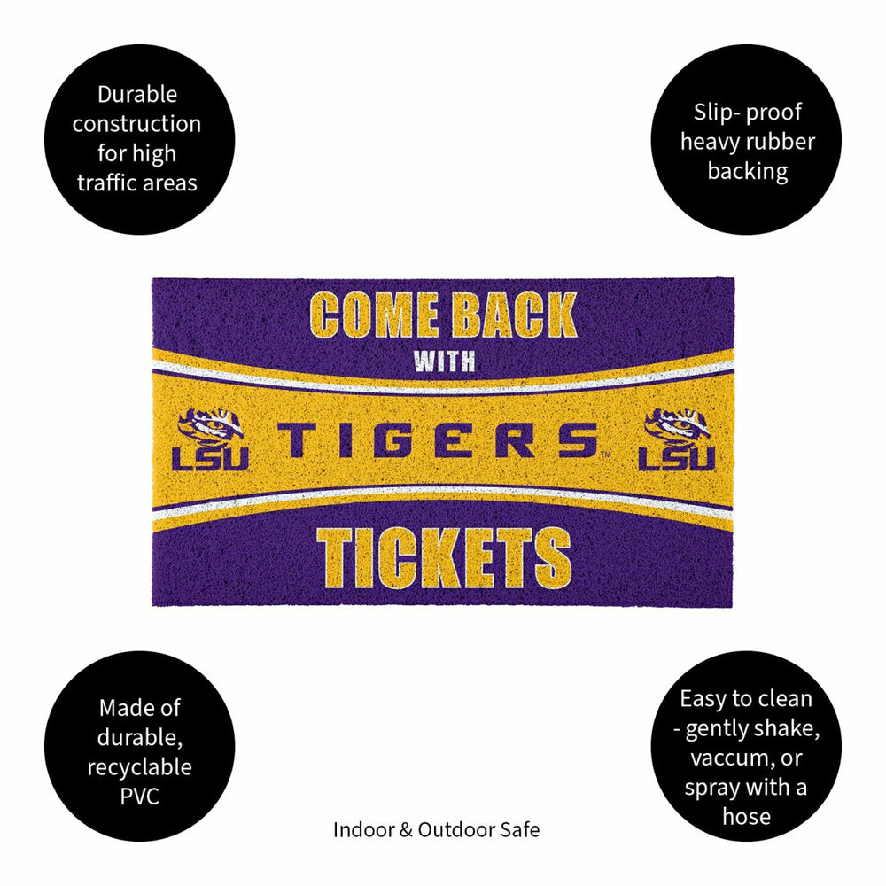 28" x 16" PVC Trapper Mat, Come Back with Tickets, Louisiana State Uni - Collegiate