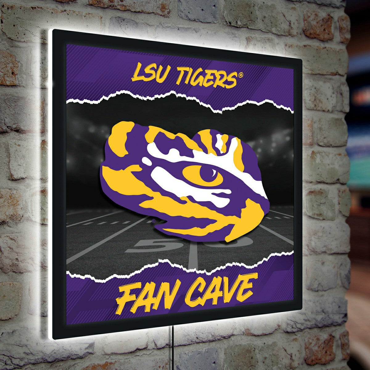 Louisiana State University 23"H x 23"L LED Wall Decor, Edgelite, Squar - Collegiate Home