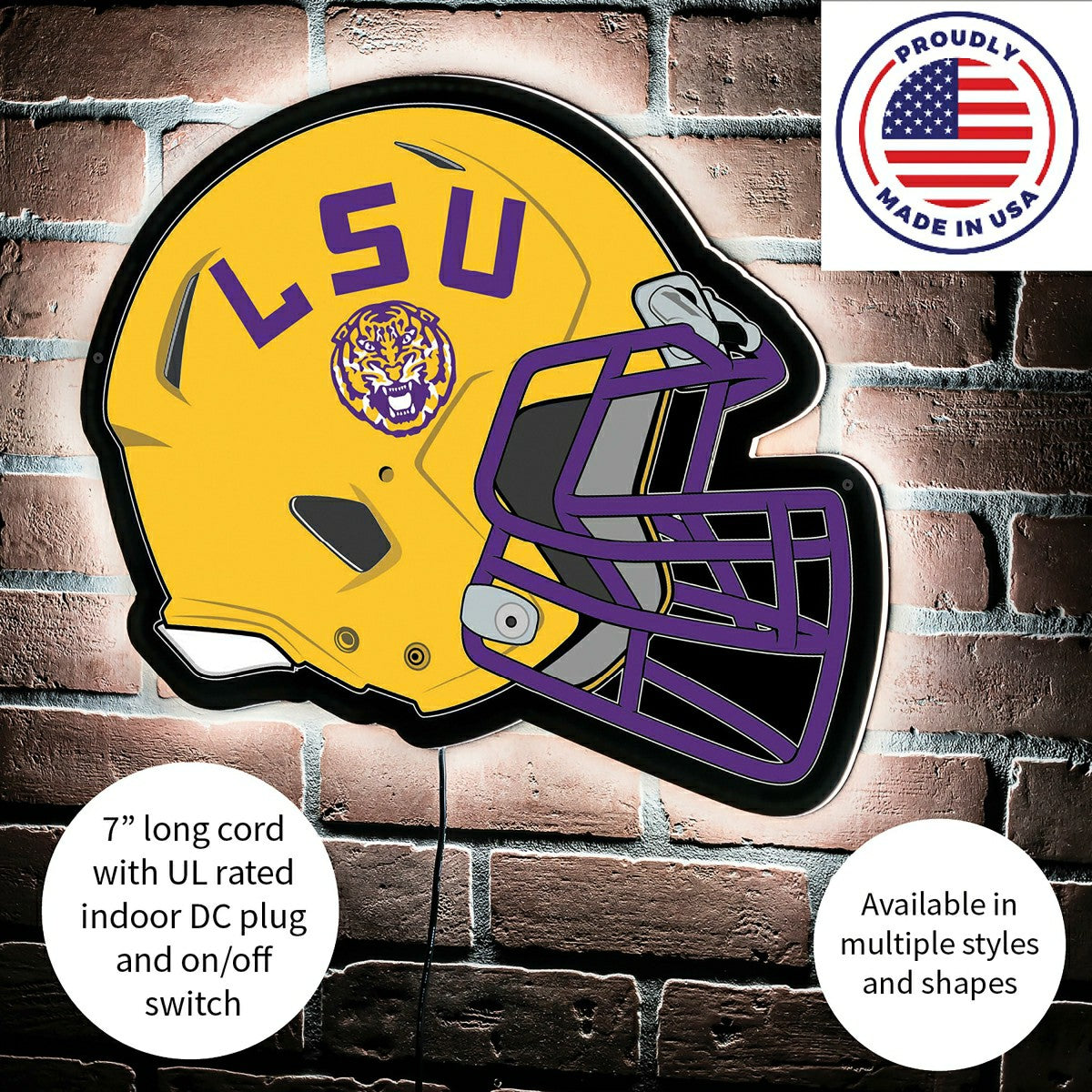 LED Wall Decor, Helmet, Louisiana State University - Collegiate Home