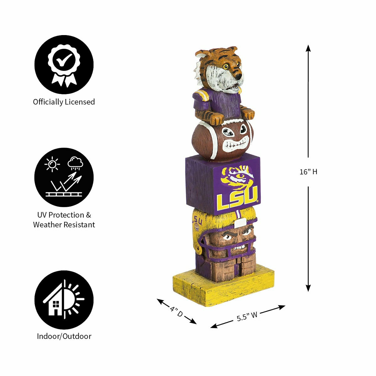 LSU Tigers Tiki Team Totem Garden Statue - Collegiate Home