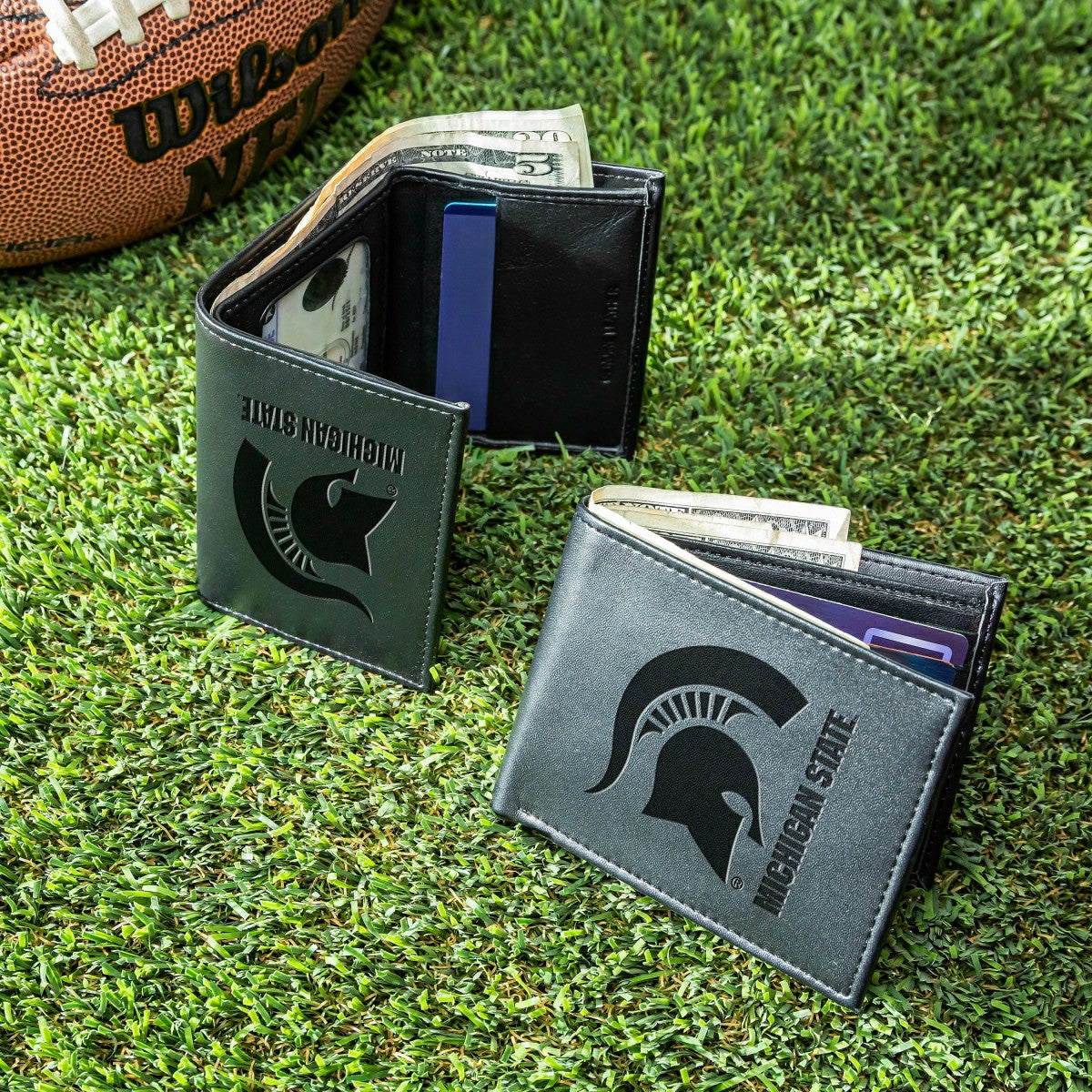 Michigan State University, Bi-Fold and Tri-Fold Wallet Gift Set, Black - Collegiate Home