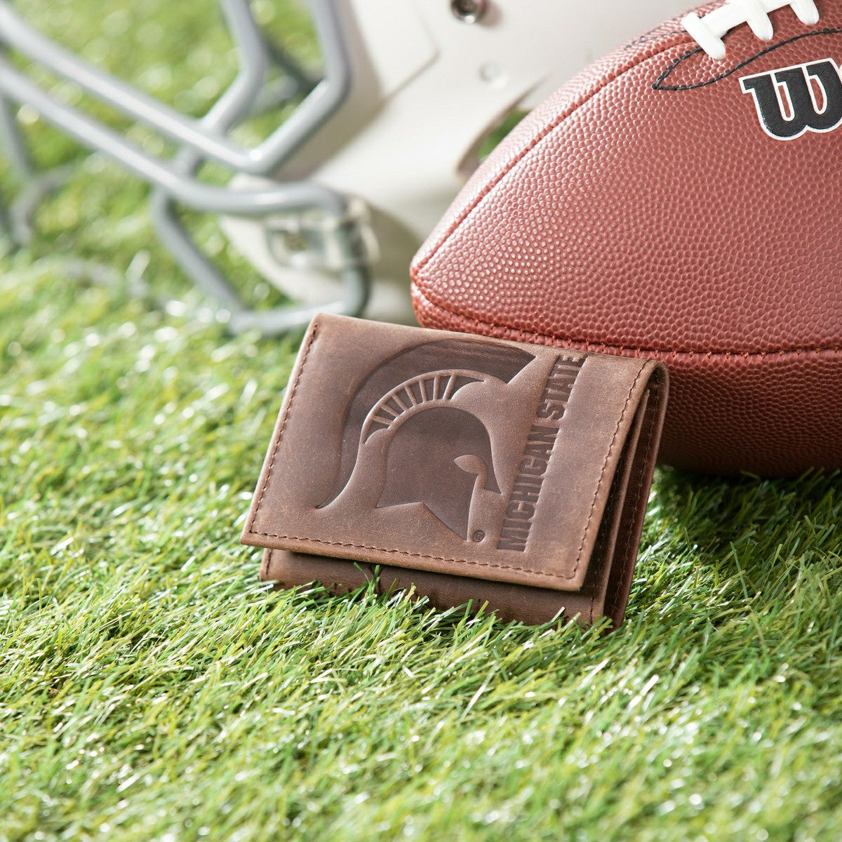 Michigan State, Tri-Fold Wallet, Brown, CH, 100% Genuine Leather - Collegiate Home