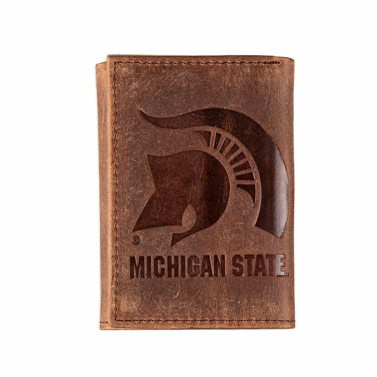 Michigan State, Tri-Fold Wallet, Brown, CH, 100% Genuine Leather - Collegiate Home