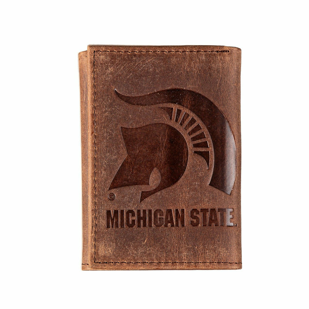 Michigan State, Tri-Fold Wallet, Brown, CH, 100% Genuine Leather - Collegiate Home