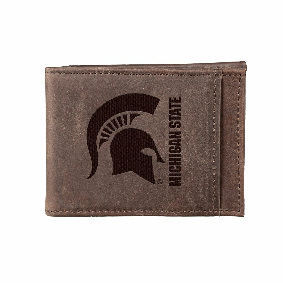 Front Pocket Wallet w/ RFID Blocking, Michigan State University, Brown - Collegiate Home