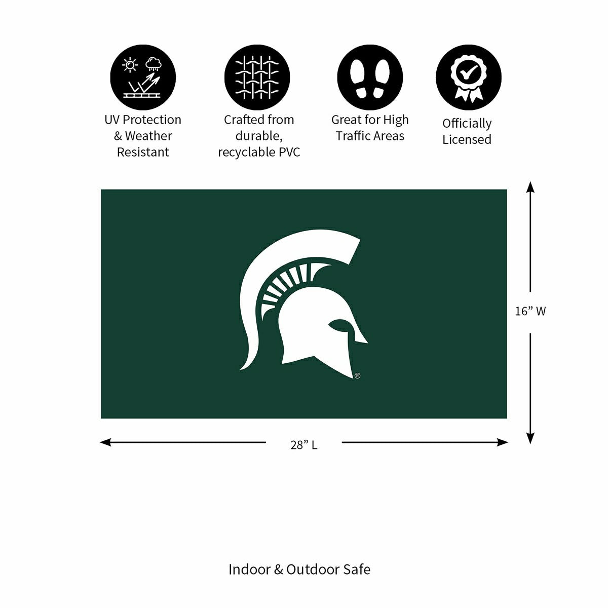 Full Color PVC Mat, 16" x 28", Michigan State University - Collegiate