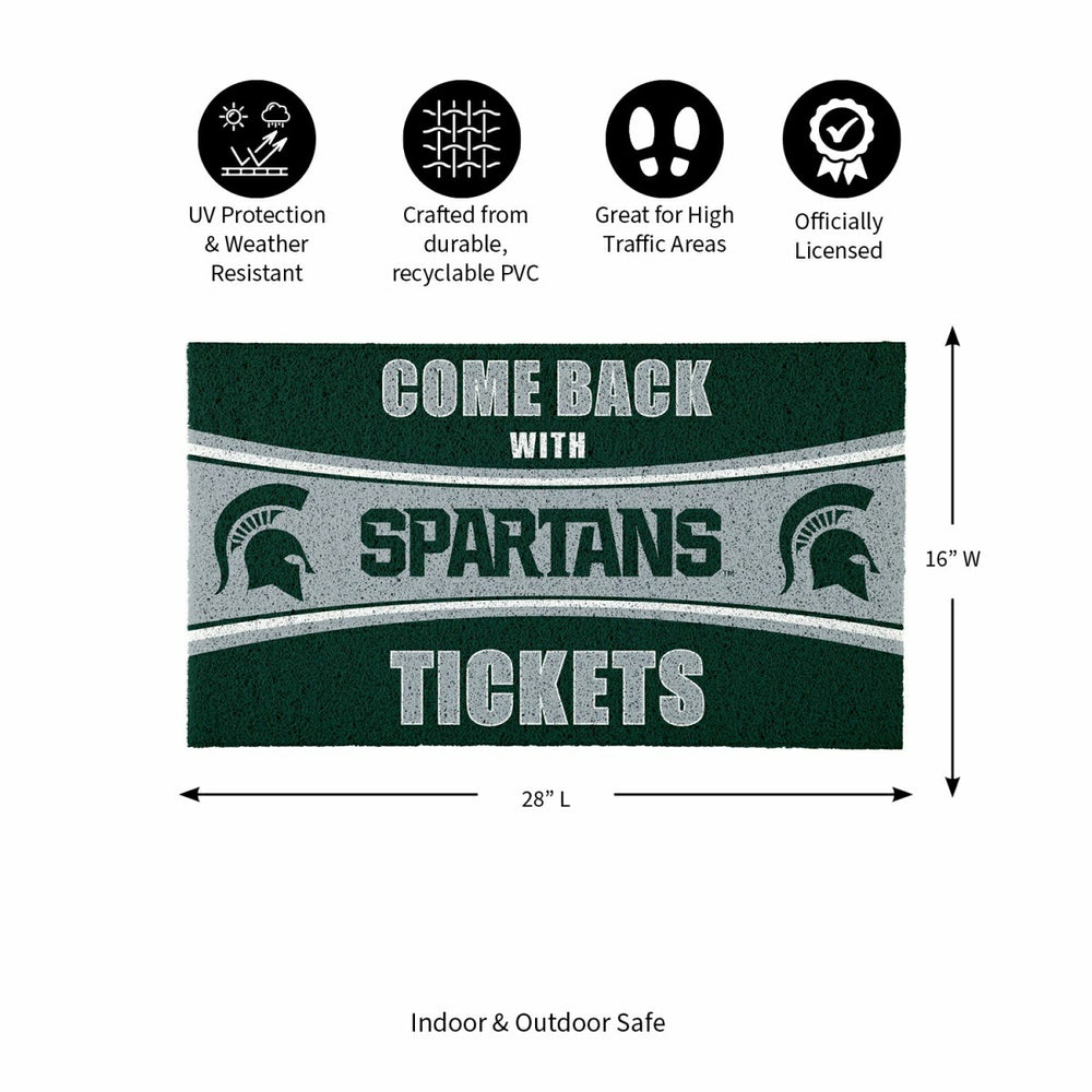 28" x 16" PVC Trapper Mat, Come Back with Tickets, Michigan State Univ - Collegiate