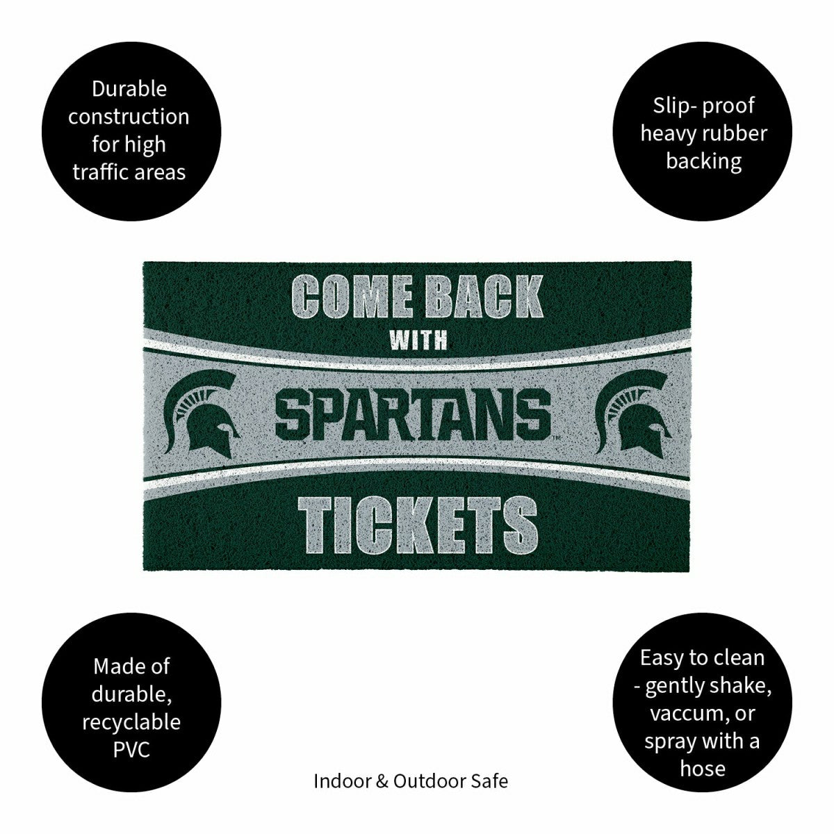 28" x 16" PVC Trapper Mat, Come Back with Tickets, Michigan State Univ - Collegiate