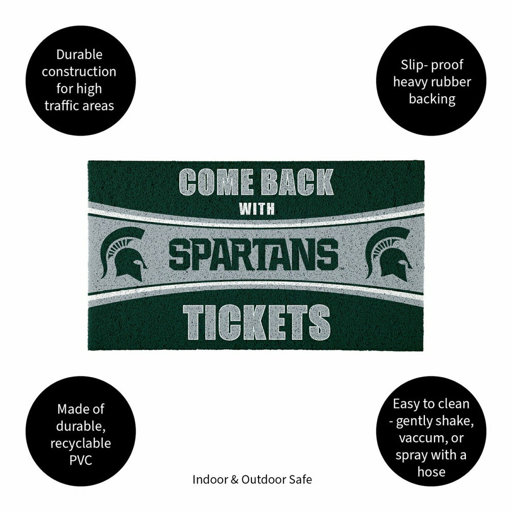 28" x 16" PVC Trapper Mat, Come Back with Tickets, Michigan State Univ - Collegiate