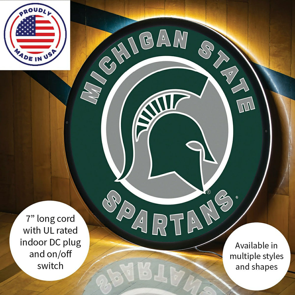 LED Wall Decor, Round, Michigan State University - Collegiate Home