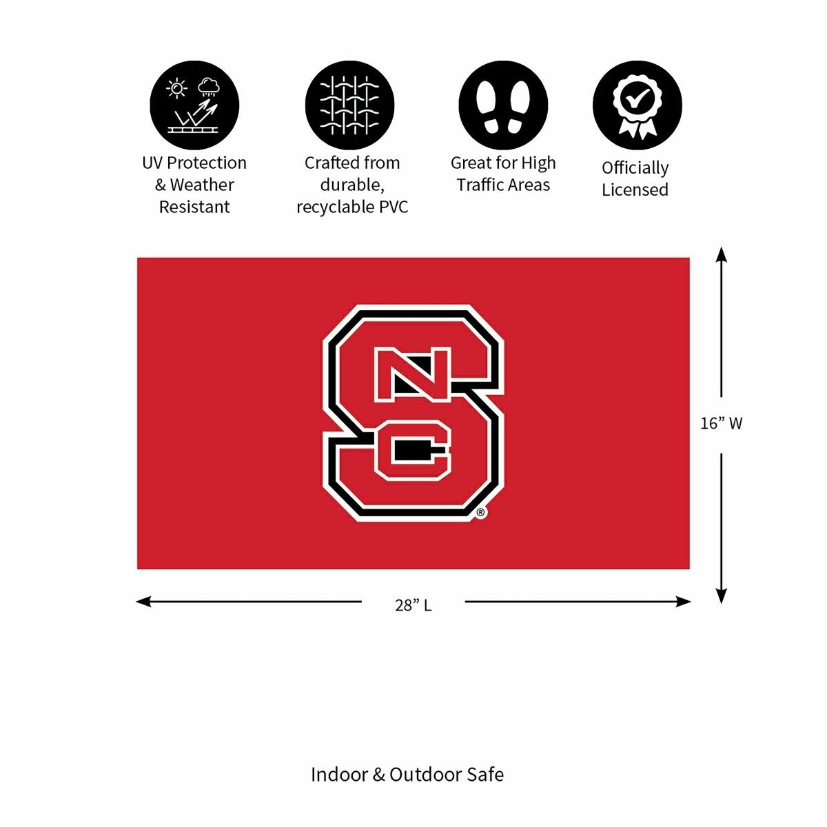 Full Color PVC Mat, 16" x 28", North Carolina State University - Collegiate