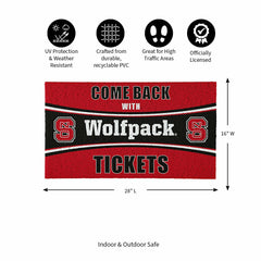 28" x 16" PVC Trapper Mat, Come Back with Tickets, North Carolina Stat - Collegiate